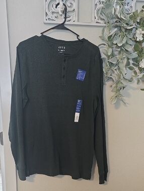 Apt. 9 Men's Long-Sleeve Henley — Dark Green